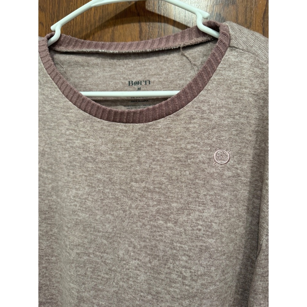 Born Long Sleeve Casual Top Heathered Knit Relaxed Fit Mauve Size M - Picture 2 of 8